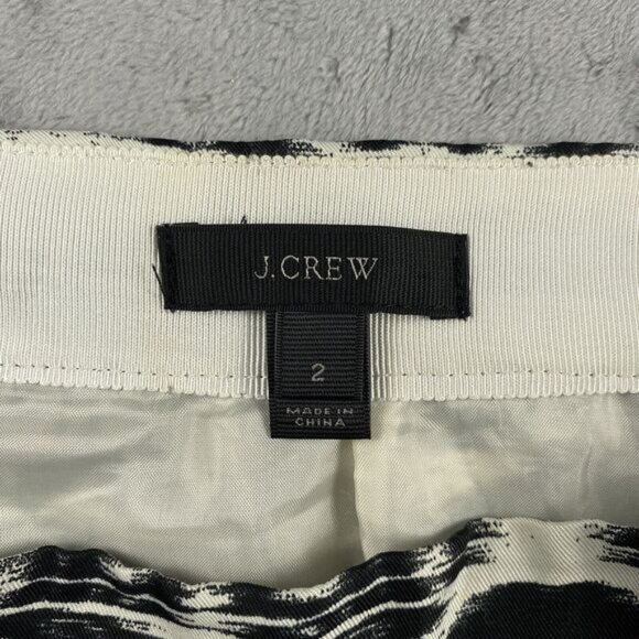 J Crew Skirt Women's Size 2 Black White Blurred Ikat Pleated Lined Style B4435 - Picture 4 of 7